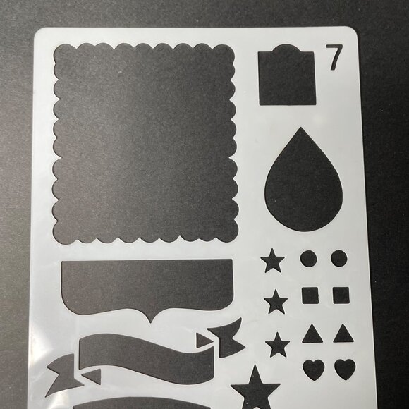 Reusable Art Planner Stencil Scalloped Box Tear Drop Flags Banners Checklist Box - Picture 2 of 3